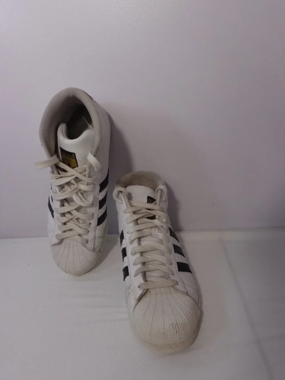 Adidas Pro Model High Top Sneakers White‎ Black Shell Toe Men's Shoes Sz 7